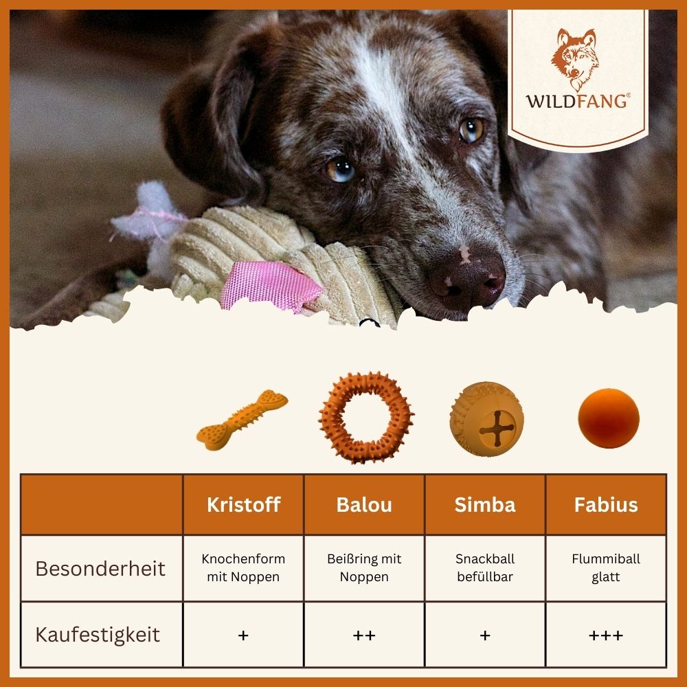 Kauspielzeug Quietschknochen "Kristoff" - 100% Naturkautschuk-Hundespielzeug-Wildfang-