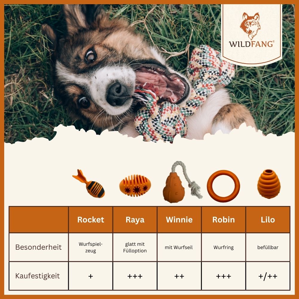 Kauspielzeug Quietschknochen "Kristoff" - 100% Naturkautschuk-Hundespielzeug-Wildfang-