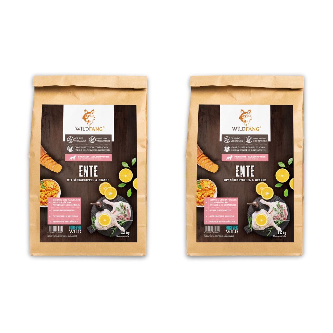 Adult Trockenfutter Sparpack 2 x 2 kg mit Ente - getreidefrei-Hundefutter-Wildfang-