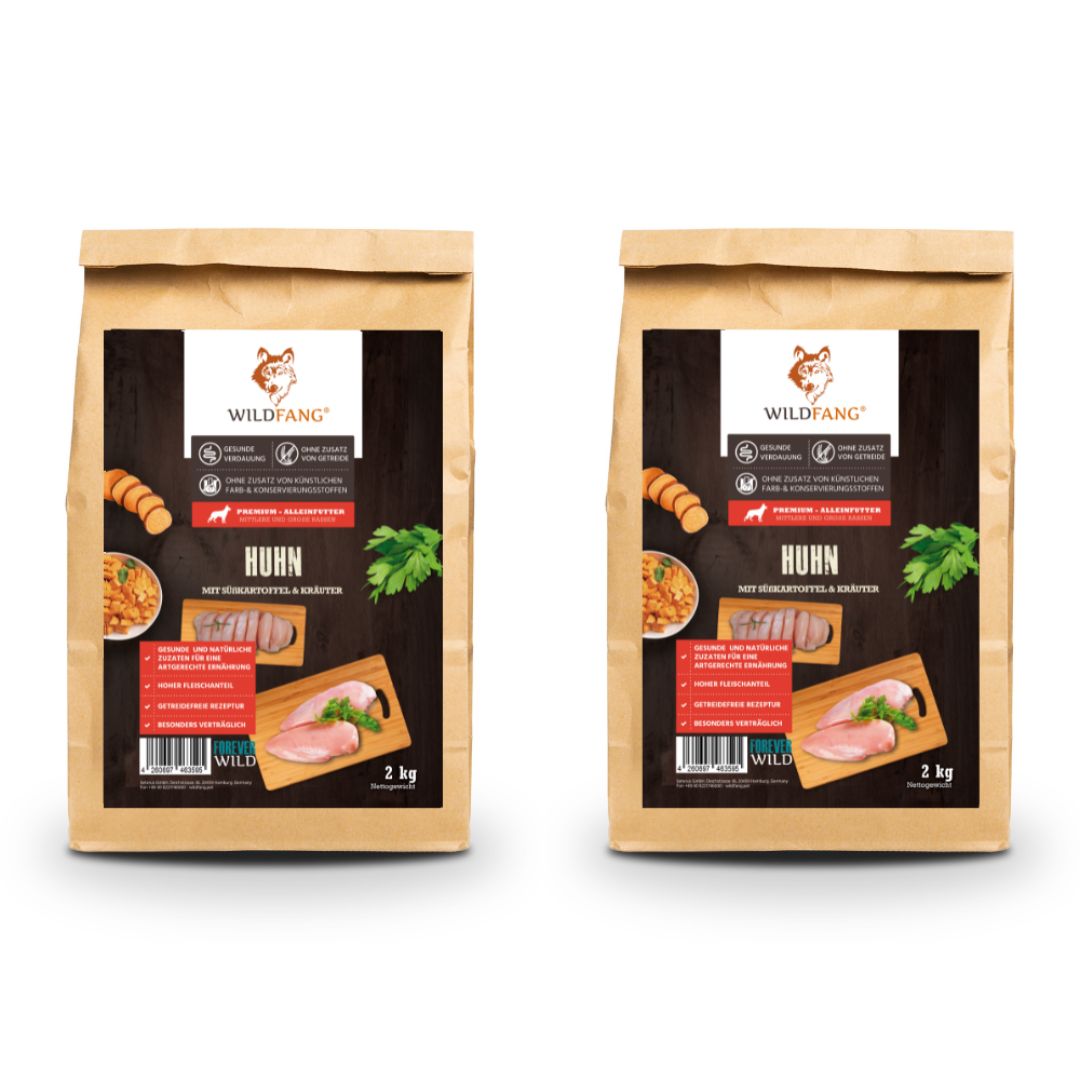 Adult Trockenfutter Sparpack 2 x 2 kg mit Huhn & Kräuter - getreidefrei-Hundefutter-Wildfang-