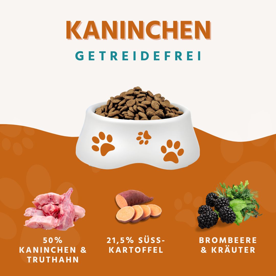 Adult Trockenfutter Sparpack 2 x 2 kg mit Kaninchen- getreidefrei-Hundefutter-Wildfang-