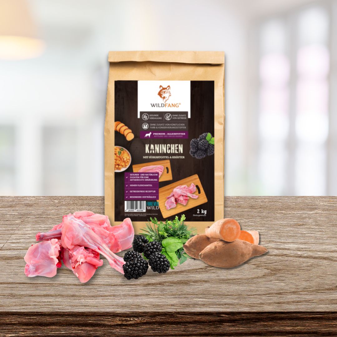 Adult Trockenfutter Sparpack 2 x 2 kg mit Kaninchen- getreidefrei-Hundefutter-Wildfang-