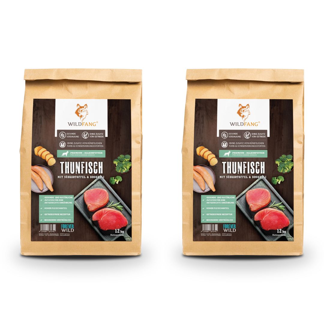Adult Trockenfutter Sparpack 2 x 2 kg mit Thunfisch - getreidefrei-Hundefutter-Wildfang-