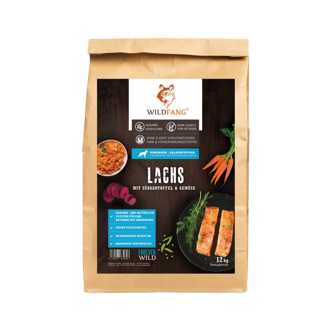 Junior Trockenfutter mit Lachs für Welpen - getreidefrei-Hundefutter-Wildfang-