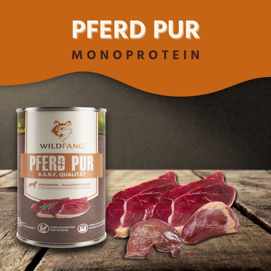 Nassfutter Pferd pur - BARF Qualität - 6er Set-Hundefutter-Wildfang-