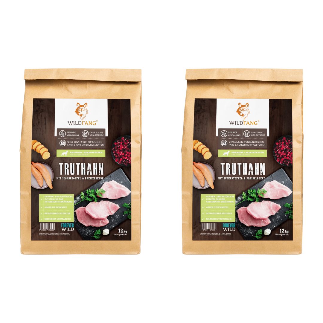 Sensitive Trockenfutter Sparpack 2 x 2 kg mit Truthahn - getreidefrei-Hundefutter-Wildfang-