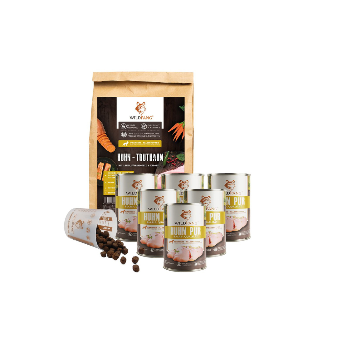 Welpen Futterpaket Huhn - getreidefrei-Hundefutter-Wildfang-