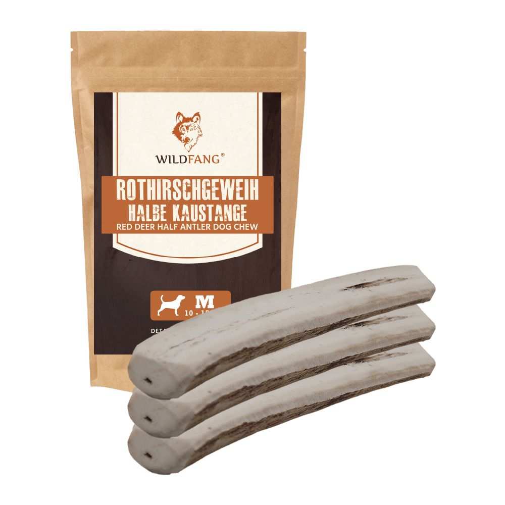 Rothirsch Kaugeweih - halbe Kaustange - 3er Set-Hundespielzeug-Wildfang-