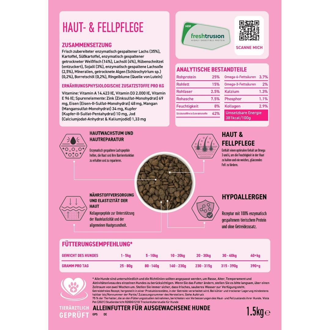 VetLine Trockenfutter mit Peptiden für Hunde - Haut und Fell-Hundefutter-Wildfang Petcare GmbH-