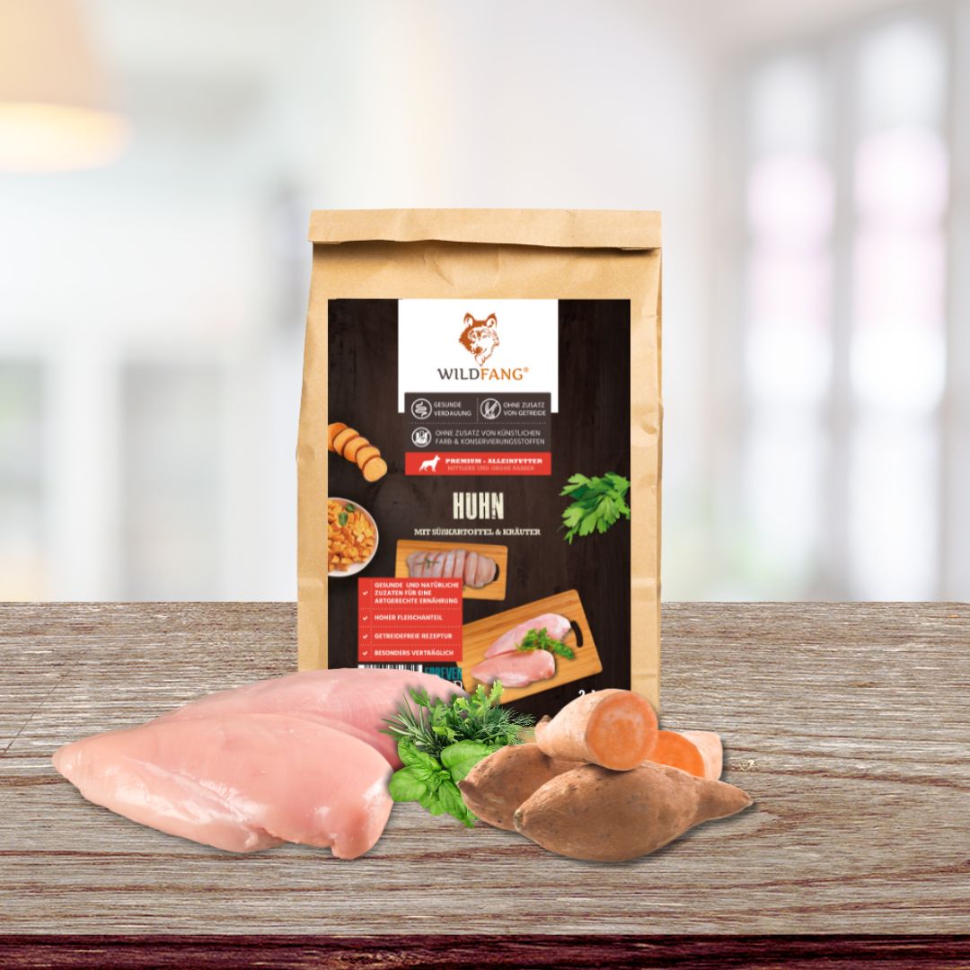 Adult Trockenfutter mit Huhn & Kräuter - getreidefrei-Hundefutter-Wildfang.pet-