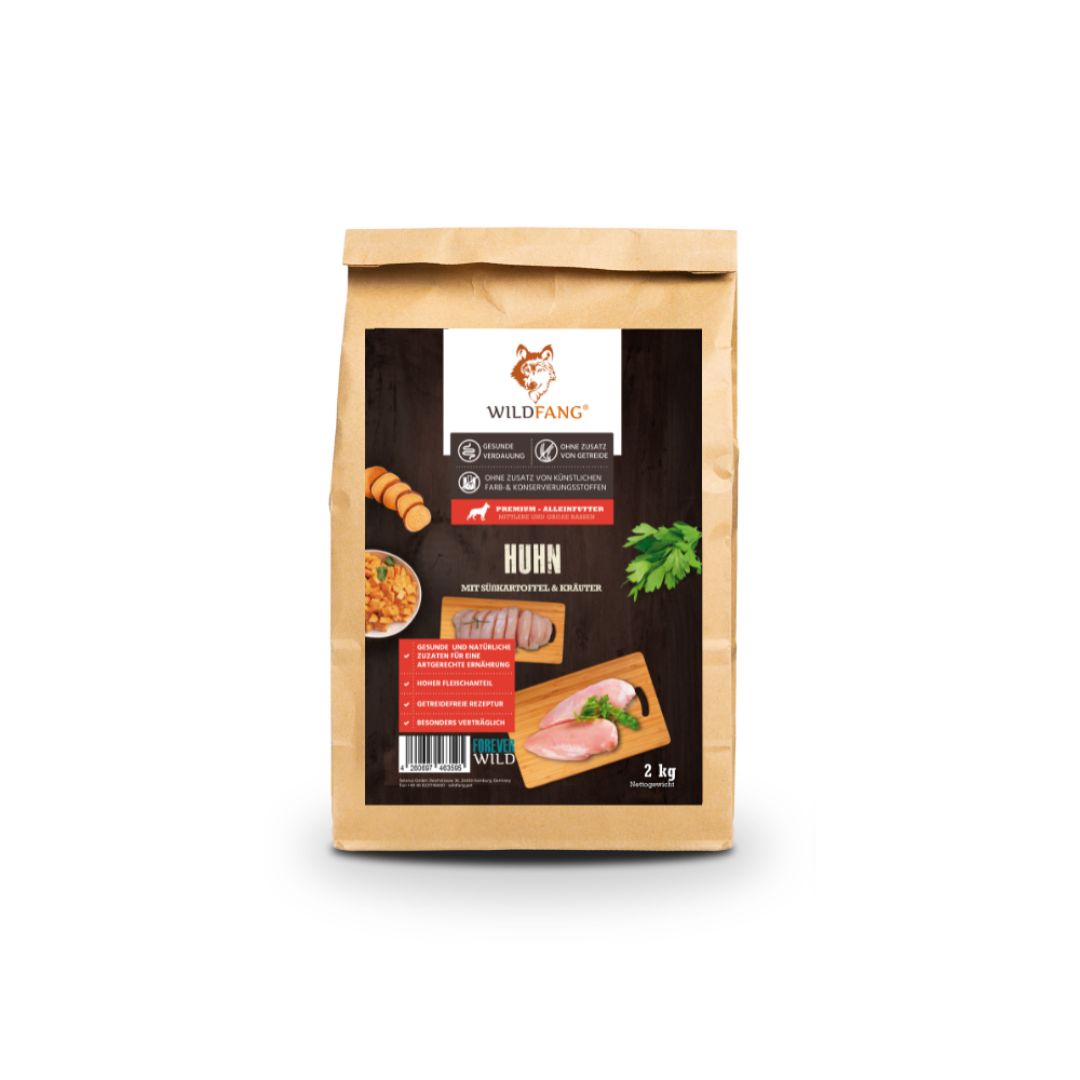 Adult Trockenfutter mit Huhn & Kräuter - getreidefrei-Hundefutter-Wildfang.pet-