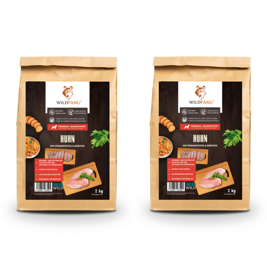 Adult Trockenfutter Sparpack 2 x 2 kg mit Huhn & Kräuter - getreidefrei-Hundefutter-Wildfang-