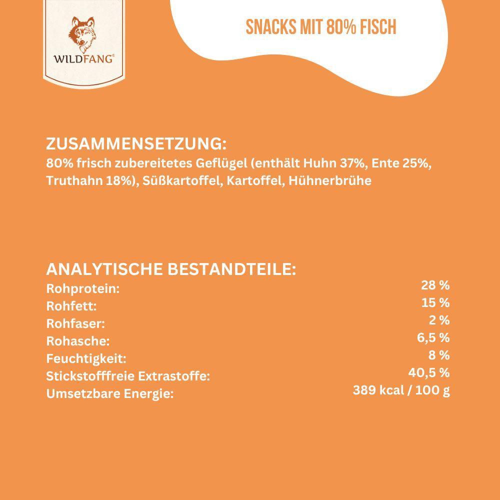 Snacks mit 80% Geflügel - getreidefrei - 3er Set-Hundefutter-Wildfang-