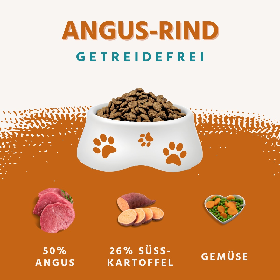 Trockenfutter mit Angus Rind - getreidefrei-Hundefutter-Wildfang-