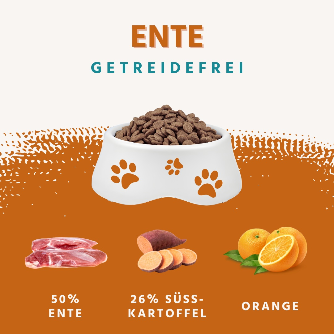 Trockenfutter mit Ente - getreidefrei-Hundefutter-Wildfang-