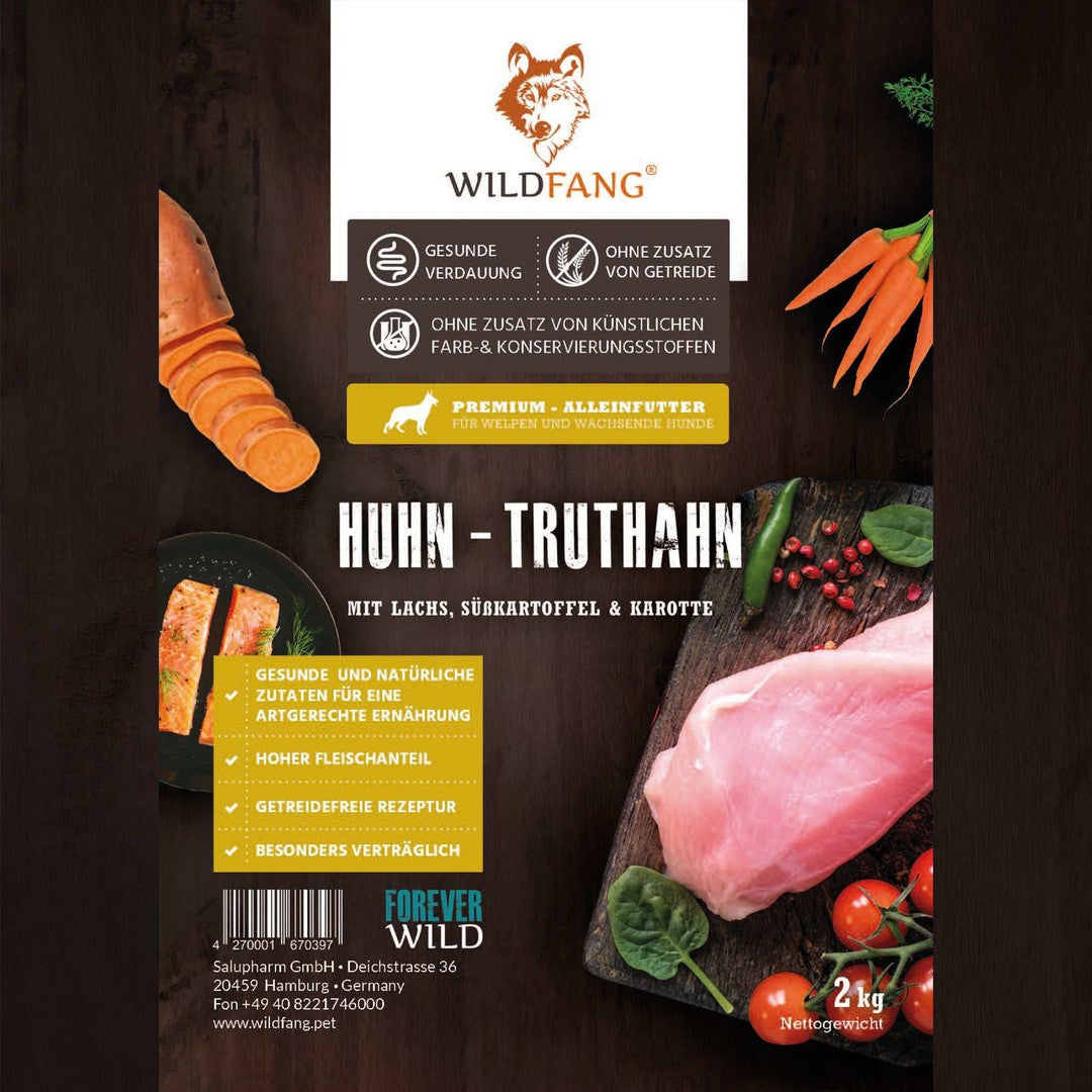 Futterpaket Huhn - getreidefreies Trocken- und Nassfutter-Hundefutter-Wildfang-