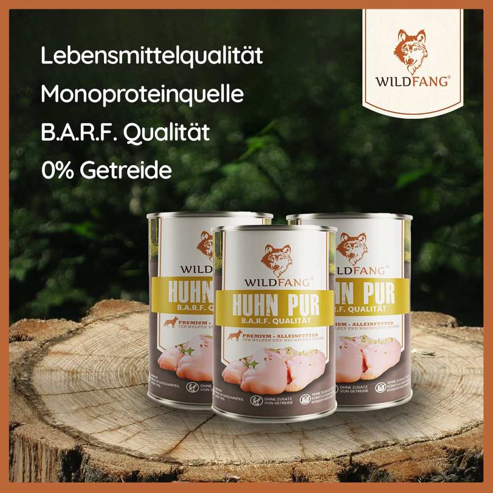 Futterpaket Huhn - getreidefreies Trocken- und Nassfutter-Hundefutter-Wildfang-