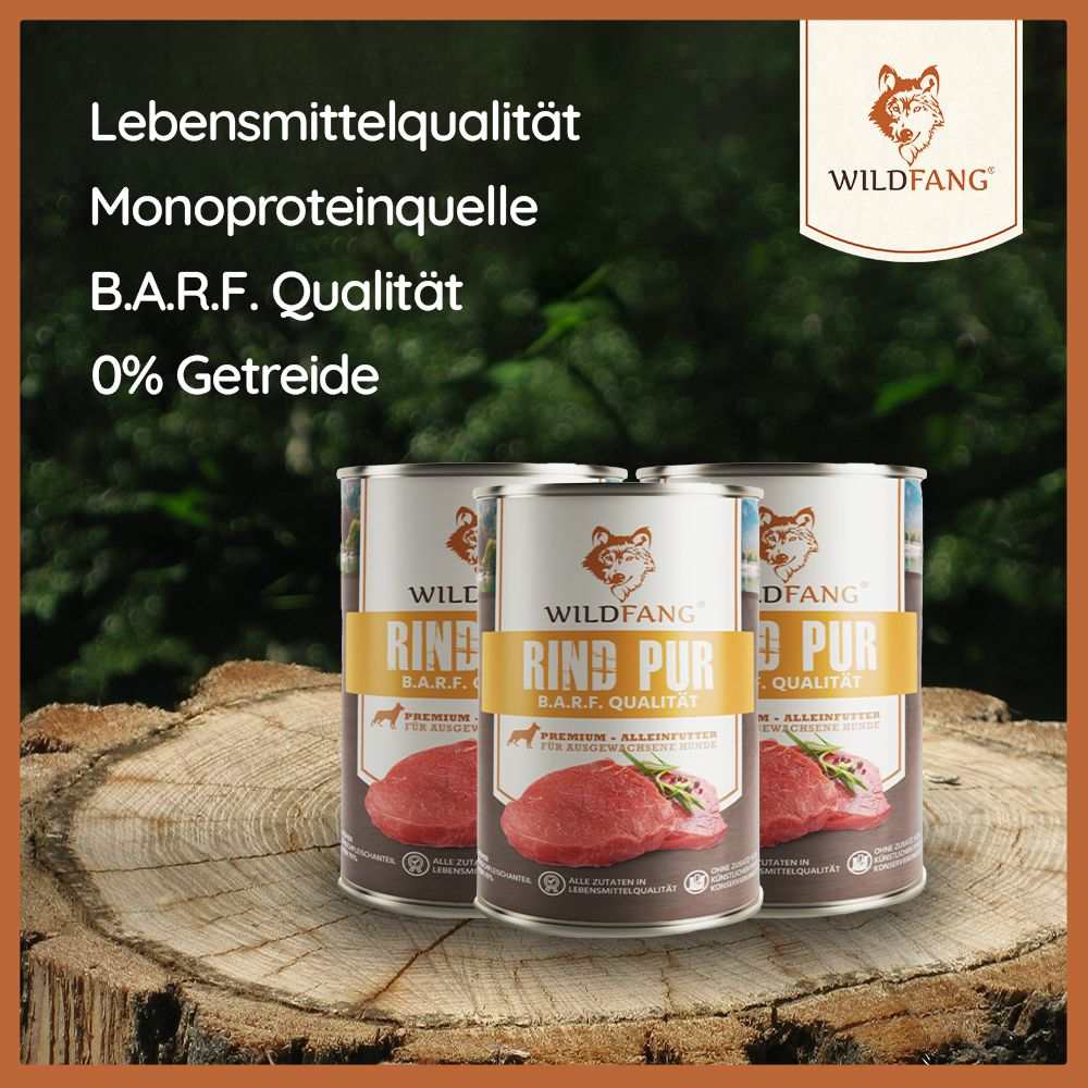 Futterpaket Rind - getreidefreies Trocken- und Nassfutter-Hundefutter-Wildfang-