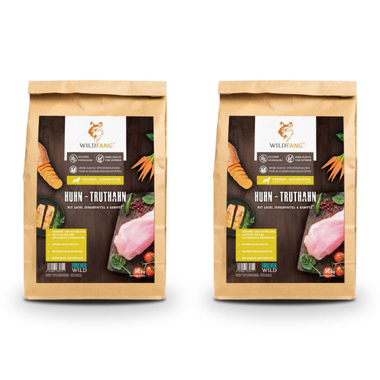 Junior Trockenfutter Sparpack 2 x 2 kg mit Huhn - getreidefrei - für Welpen-Hundefutter-Wildfang-