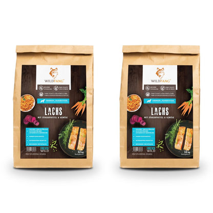 Junior Trockenfutter Sparpack 2 x 2 kg mit Lachs - getreidefrei - für Welpen-Hundefutter-Wildfang-