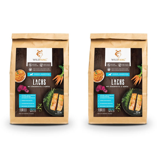 Junior Trockenfutter Sparpack 2 x 2 kg mit Lachs - getreidefrei - für Welpen-Hundefutter-Wildfang-