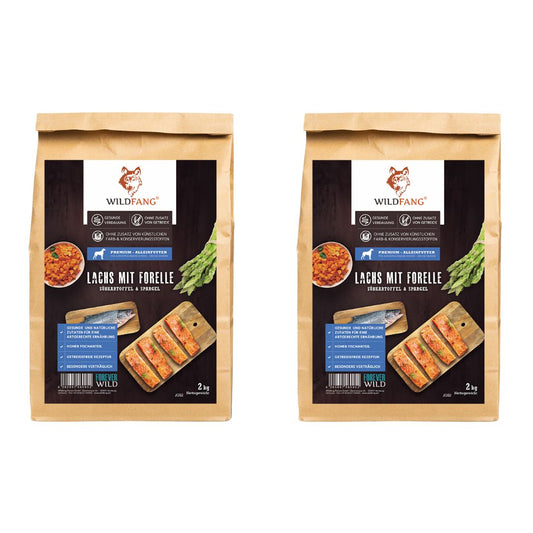 Maxi Adult Trockenfutter Sparpack 2 x 2 kg mit Lachs und Forelle - getreidefrei-Hundefutter-Wildfang-