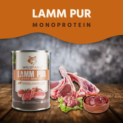 Nassfutter Lamm pur - BARF Qualität - 6er Set-Hundefutter-Wildfang-