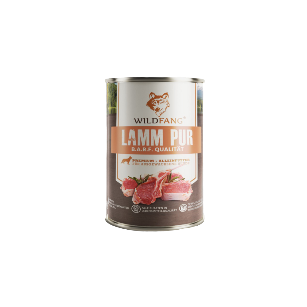 Nassfutter Lamm pur - BARF Qualität-Hundefutter-Wildfang-