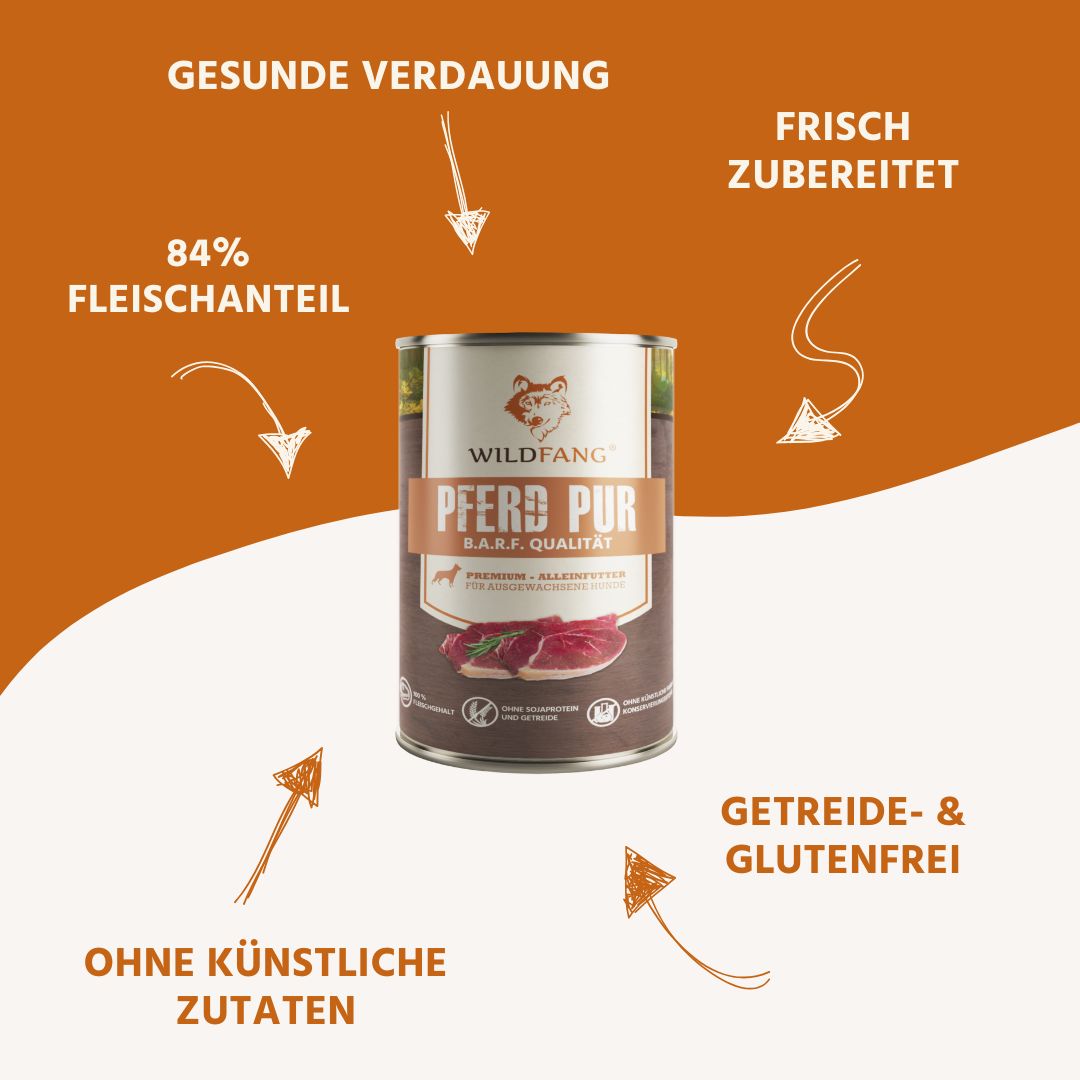 Nassfutter Pferd pur - BARF Qualität-Hundefutter-Wildfang-