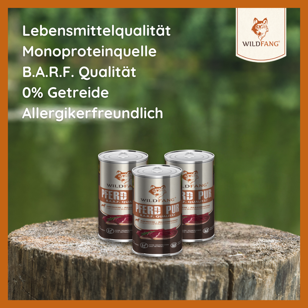 Nassfutter Pferd pur - BARF Qualität - 6er Set-Hundefutter-Wildfang-