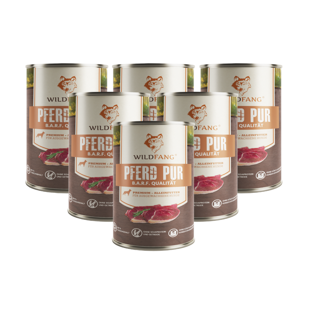 Nassfutter Pferd pur - BARF Qualität - 6er Set-Hundefutter-Wildfang-