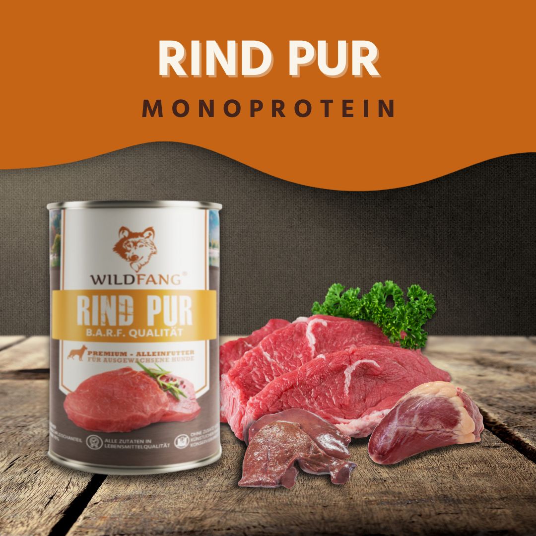 Nassfutter Rind pur - BARF Qualität - 6er Set-Hundefutter-Wildfang-