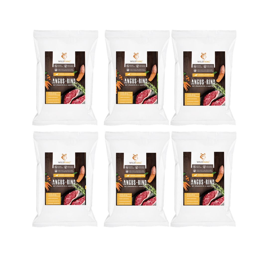 Adult Probierpaket Trockenfutter - getreidefrei-Hundefutter-Wildfang-6 x Angus Rind-