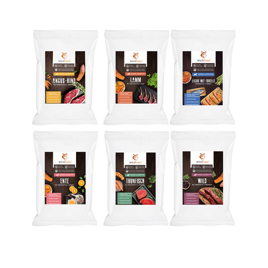 Adult Probierpaket Trockenfutter - getreidefrei-Hundefutter-Wildfang-8 x Mix-