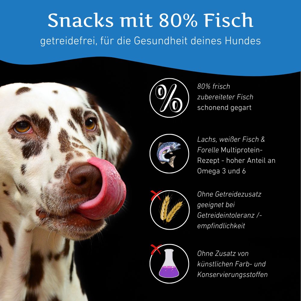 Snacks mit 80% Fisch - getreidefrei - 3er Set-Hundefutter-Wildfang-