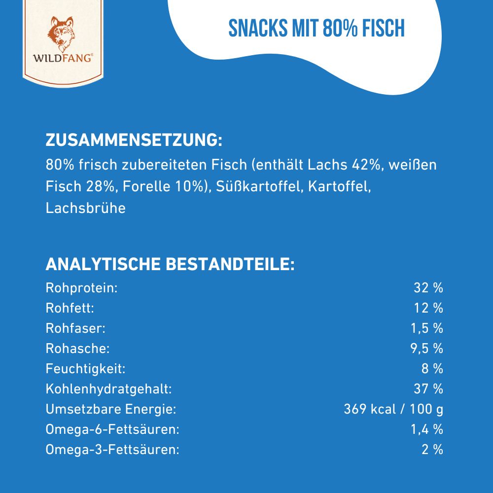 Snacks mit 80% Fisch - getreidefrei - 3er Set-Hundefutter-Wildfang-