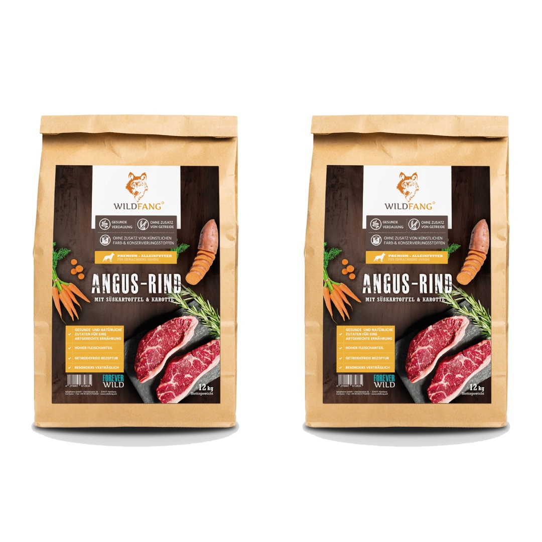 Adult Trockenfutter Sparpack 2 x 2 kg mit Angus Rind - getreidefrei-Hundefutter-Wildfang-