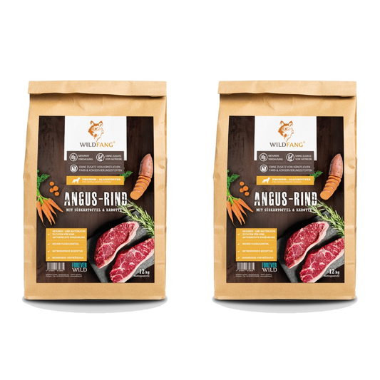 Adult Trockenfutter Sparpack 2 x 2 kg mit Angus Rind - getreidefrei-Hundefutter-Wildfang-