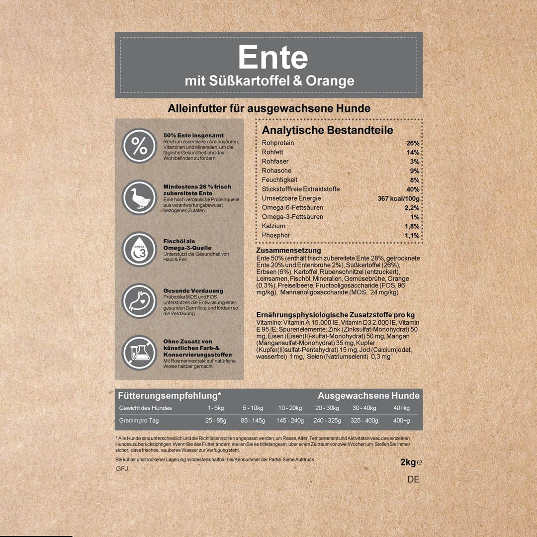 Adult Trockenfutter Sparpack 2 x 2 kg mit Ente - getreidefrei-Hundefutter-Wildfang-