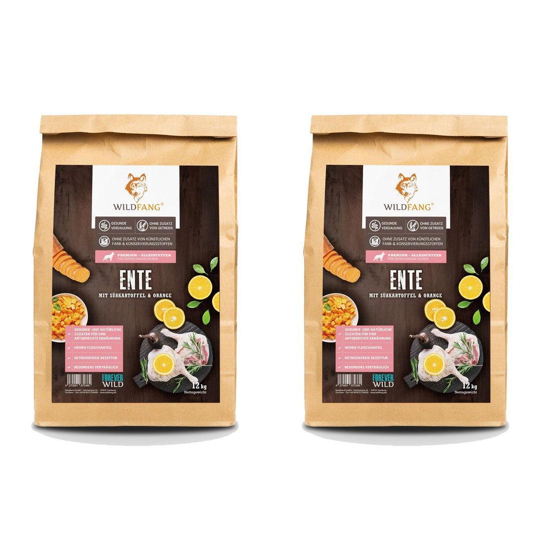 Trockenfutter Sparpack 2 x 2 kg mit Ente - getreidefrei-Hundefutter-Wildfang-