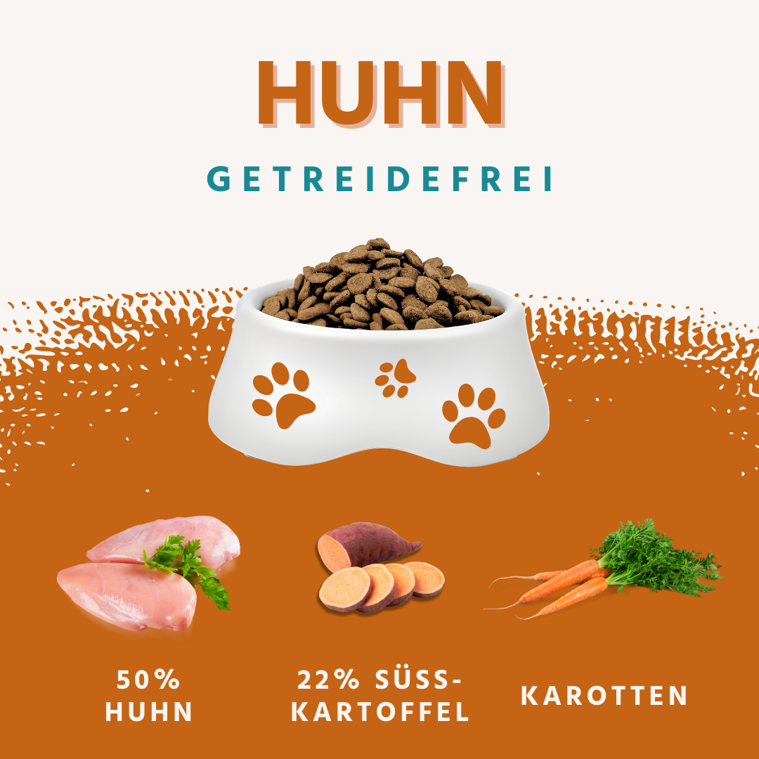 Junior Trockenfutter Sparpack 2 x 2 kg mit Huhn - getreidefrei - für Welpen-Hundefutter-Wildfang-