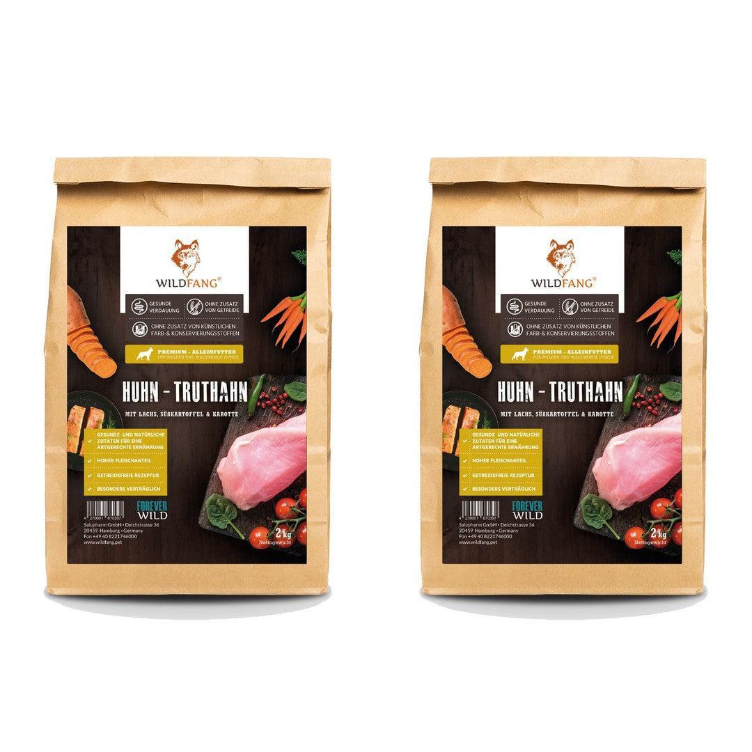 Junior Trockenfutter Sparpack 2 x 2 kg mit Huhn - getreidefrei - für Welpen-Hundefutter-Wildfang-