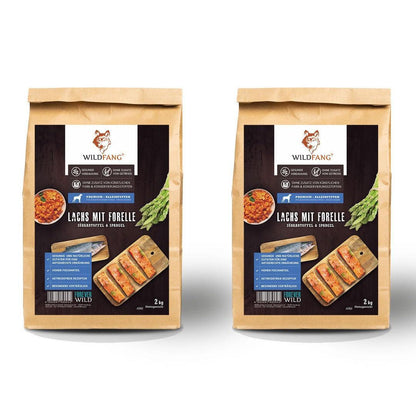 Maxi Adult Trockenfutter Sparpack 2 x 2 kg mit Lachs und Forelle - getreidefrei-Hundefutter-Wildfang-
