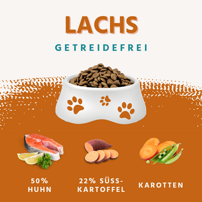 Junior Trockenfutter Sparpack 2 x 2 kg mit Lachs - getreidefrei - für Welpen-Hundefutter-Wildfang-
