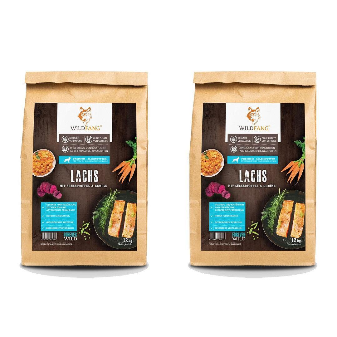Junior Trockenfutter Sparpack 2 x 2 kg mit Lachs - getreidefrei - für Welpen-Hundefutter-Wildfang-
