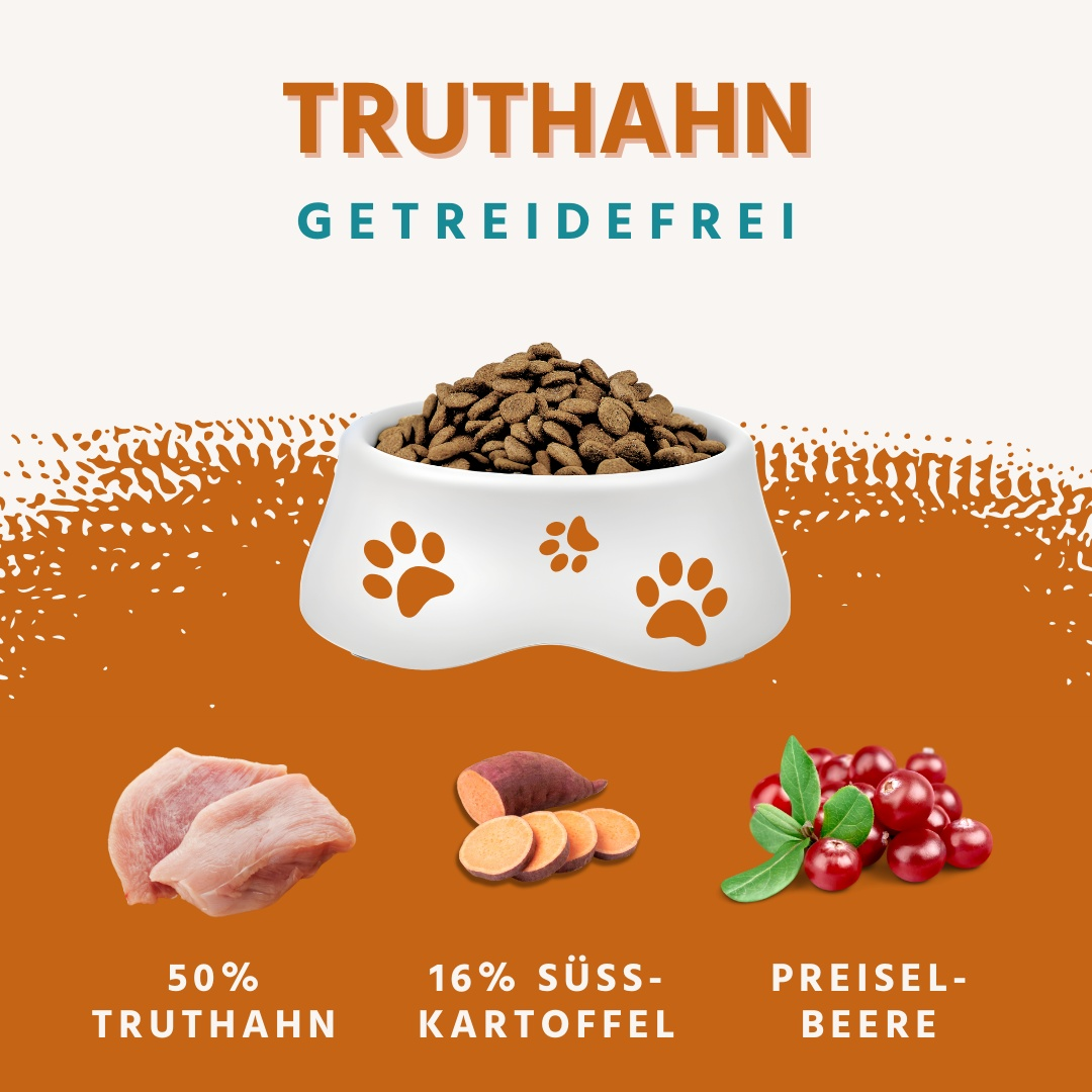 Trockenfutter mit Truthahn - getreidefrei-Hundefutter-Wildfang-