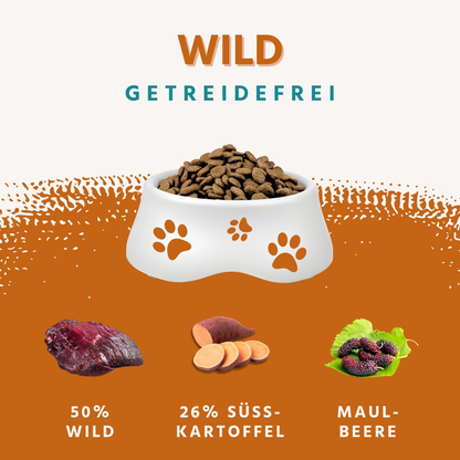Adult Trockenfutter mit Wild - getreidefrei-Hundespielzeug-Wildfang-