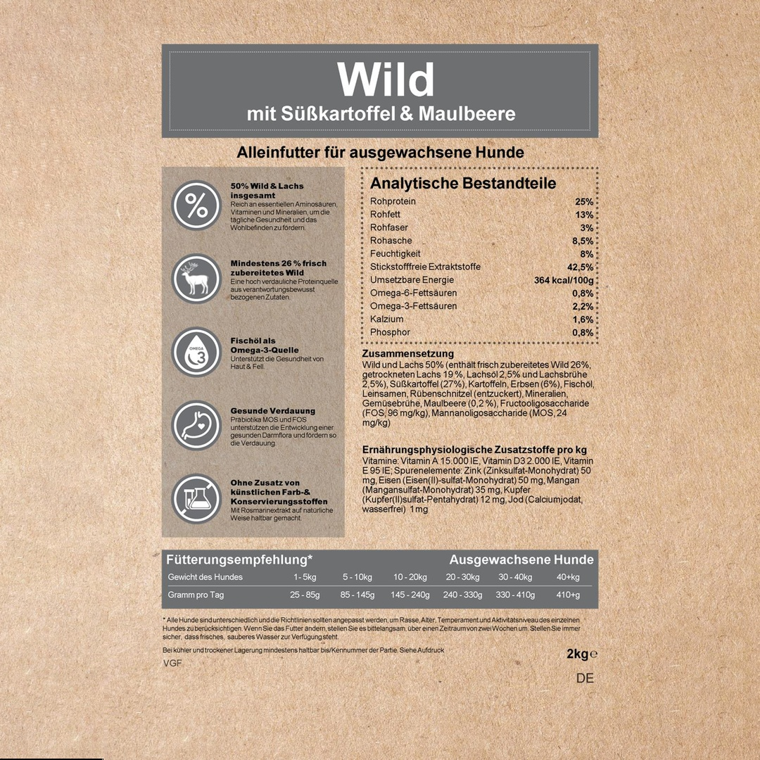 Trockenfutter mit Wild - getreidefrei-Hundefutter-Wildfang-