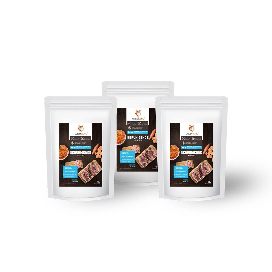 Beruhigende Snacks für Hunde mit Ente & Huhn - getreidefrei - 3er Set-Hundefutter-Wildfang-