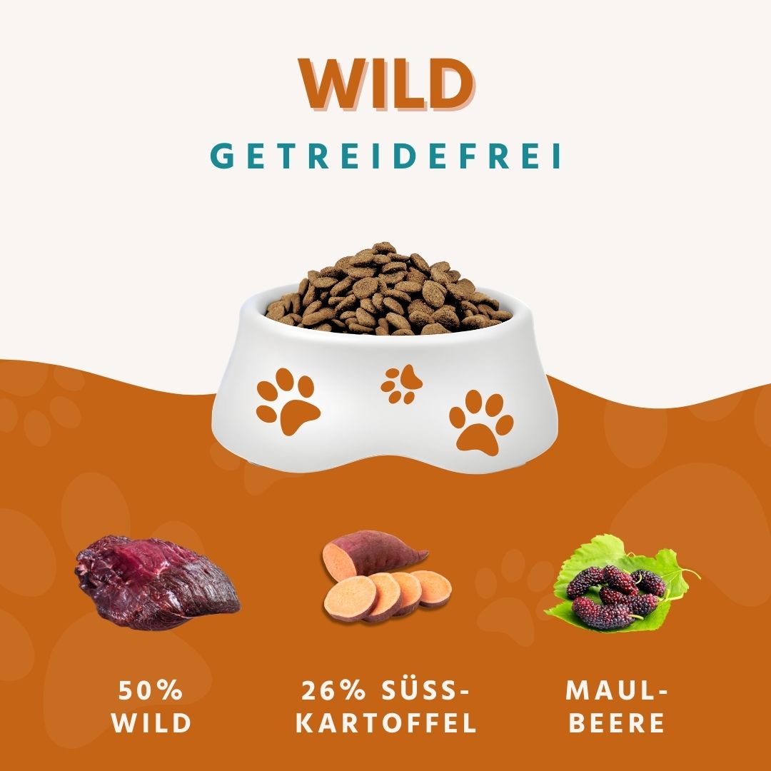 Adult Trockenfutter Sparpack 2 x 2 kg mit Wild - getreidefrei-Hundespielzeug-Wildfang-